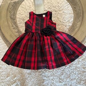 Cherokee Girls Red & Black Plaid Sleeveless Dress Size 12 Months